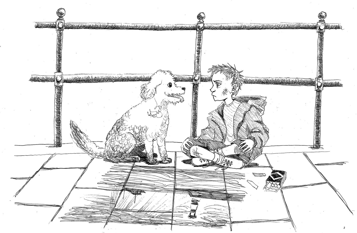 Illustration of Buttons and Joey from Buttons, The First tale of Joey Bananas