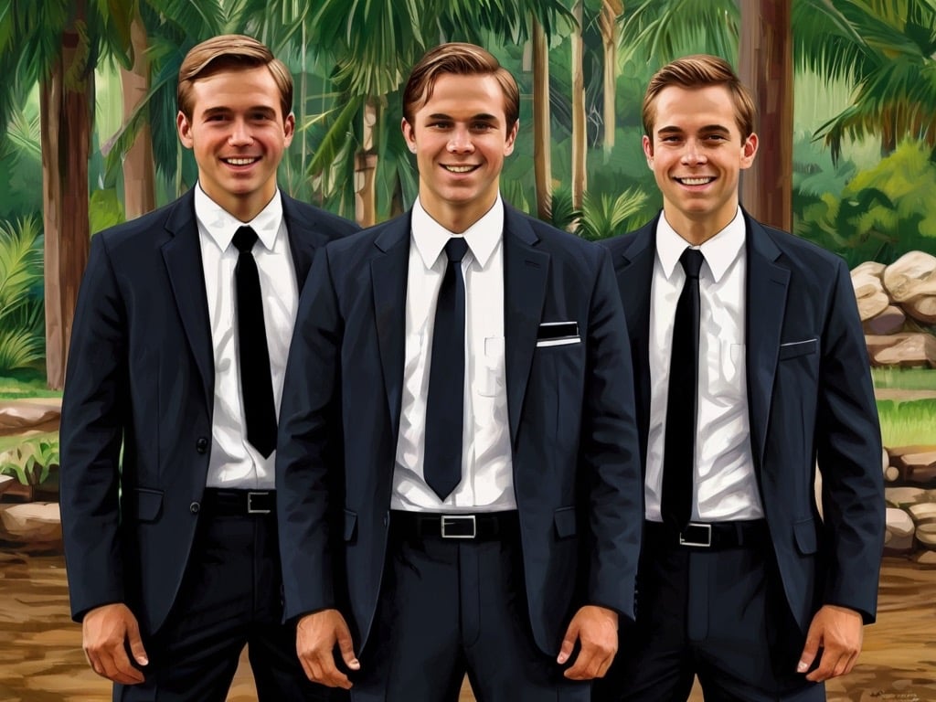 Trois jeunes missionnaires mormons souriants
