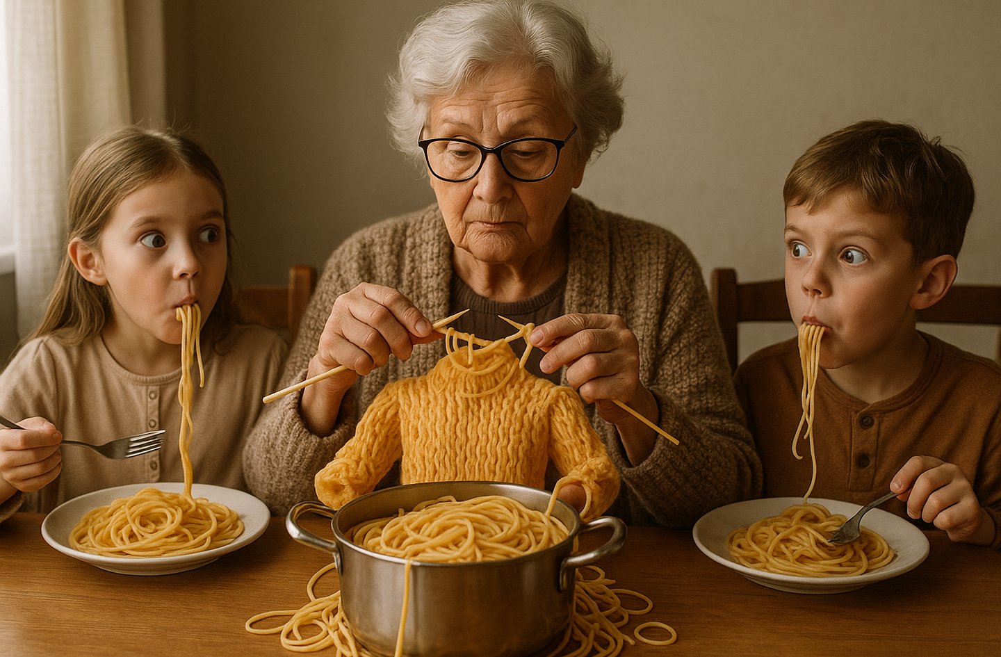 Jour des pâtes avec mamie pour la journée mondiale des pâtes.