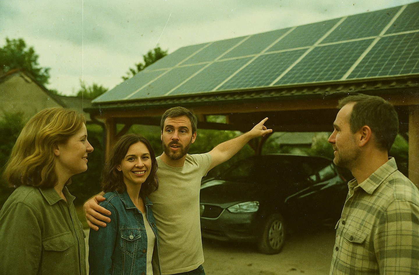 Panneau solaire sur abri voiture pour la Journée européenne des initiatives citoyennes de transition