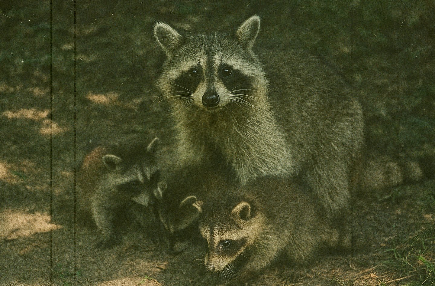 Une famille de ratons laveurs pour la journée internationale des ratons laveurs.
