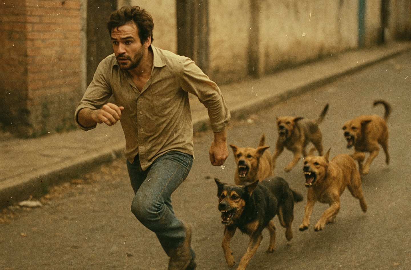 poursuivi par des chiens enragés pour la journée mondiale contre la rage.