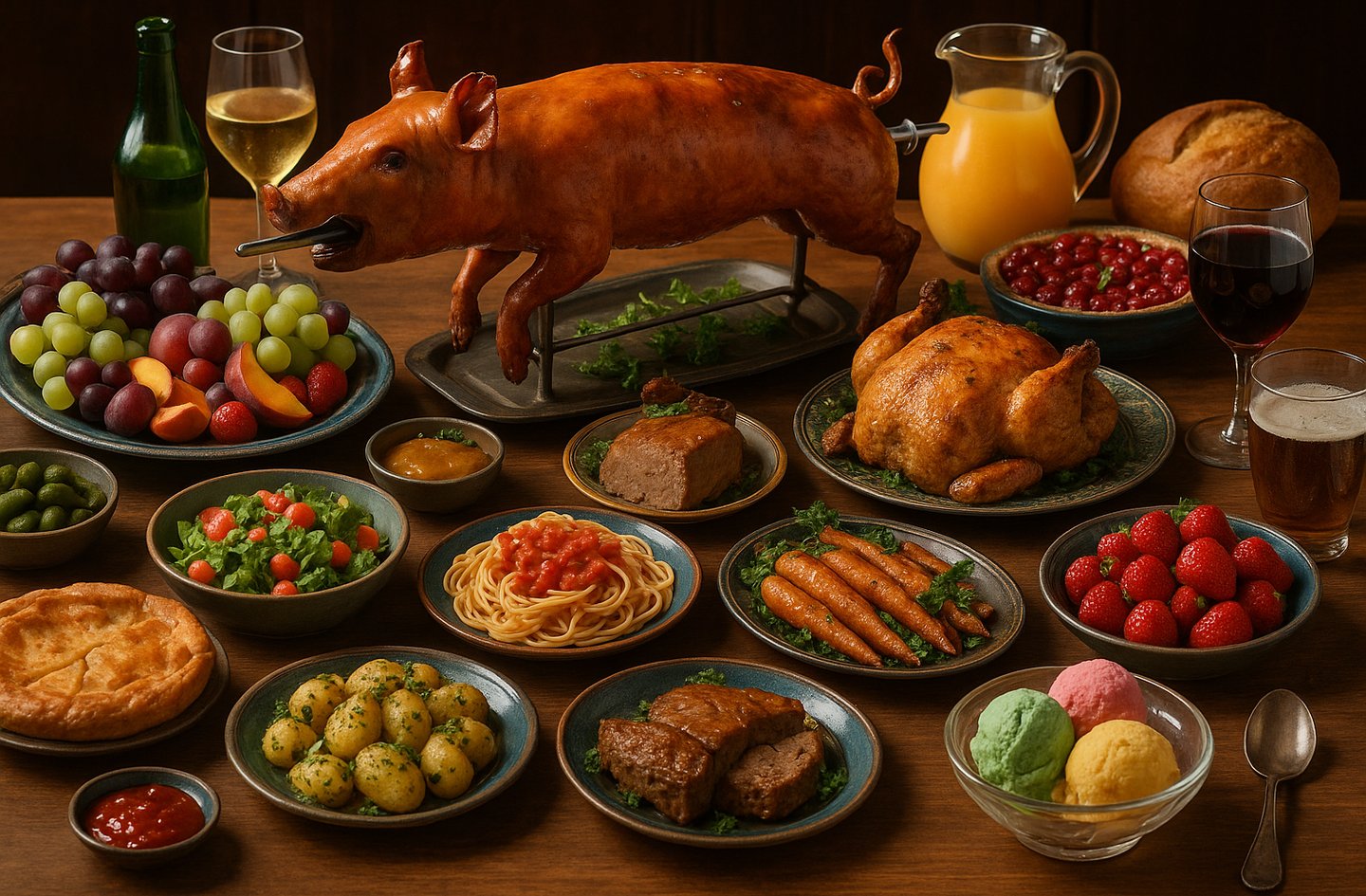 table bien garnie pour la journée mondiale de l'alimentation