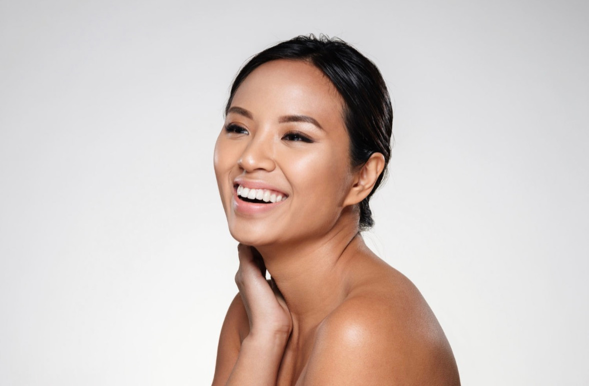 Joyful attractive woman, feeling good after mirconeedling