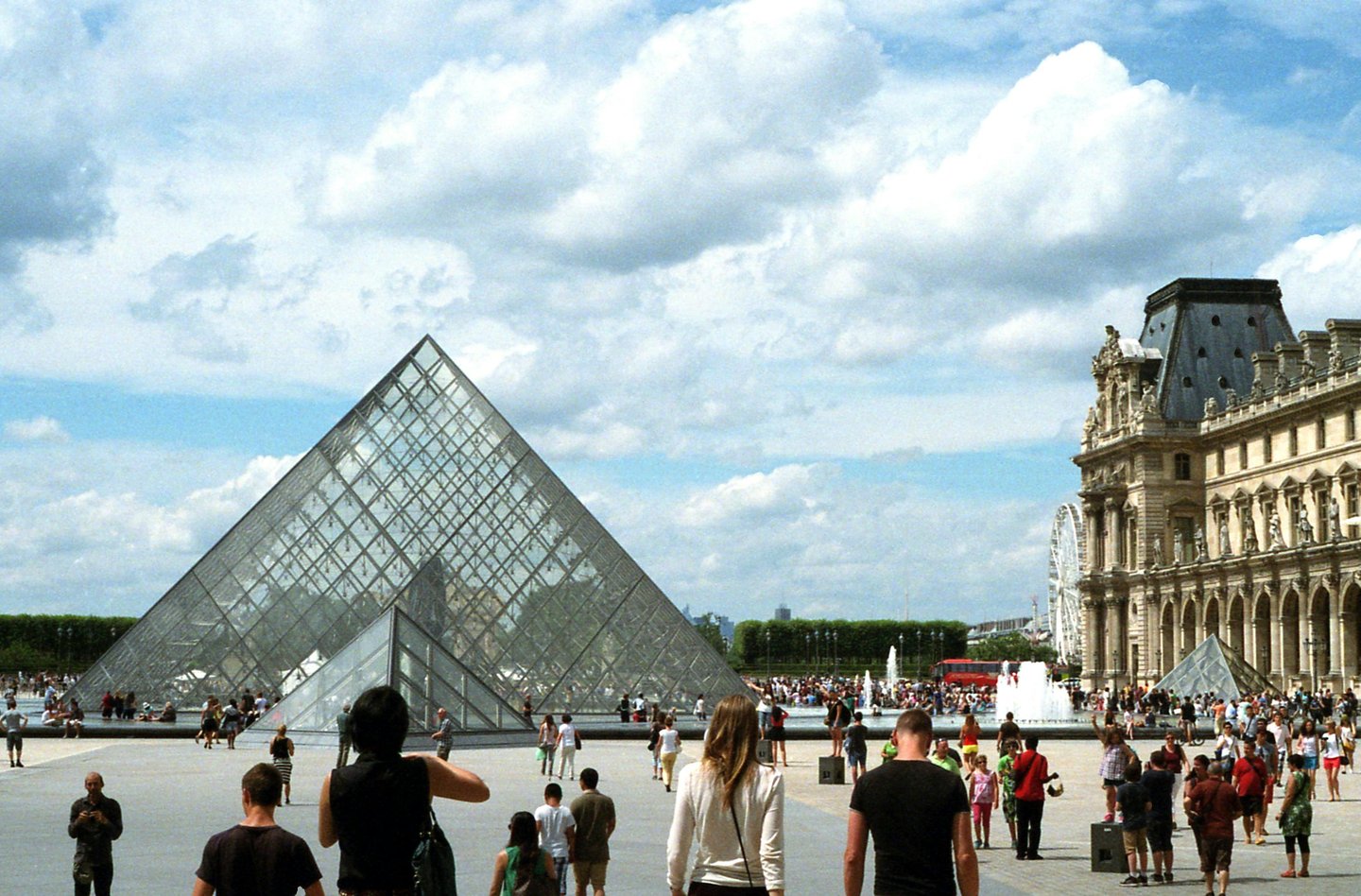 Louvre Museum pyramid courtyard in central Paris 1st arrondissement