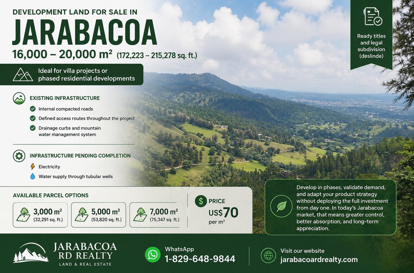 Development Land for Sale in Jarabacoa Dominican Republic. 16,000 sq ft