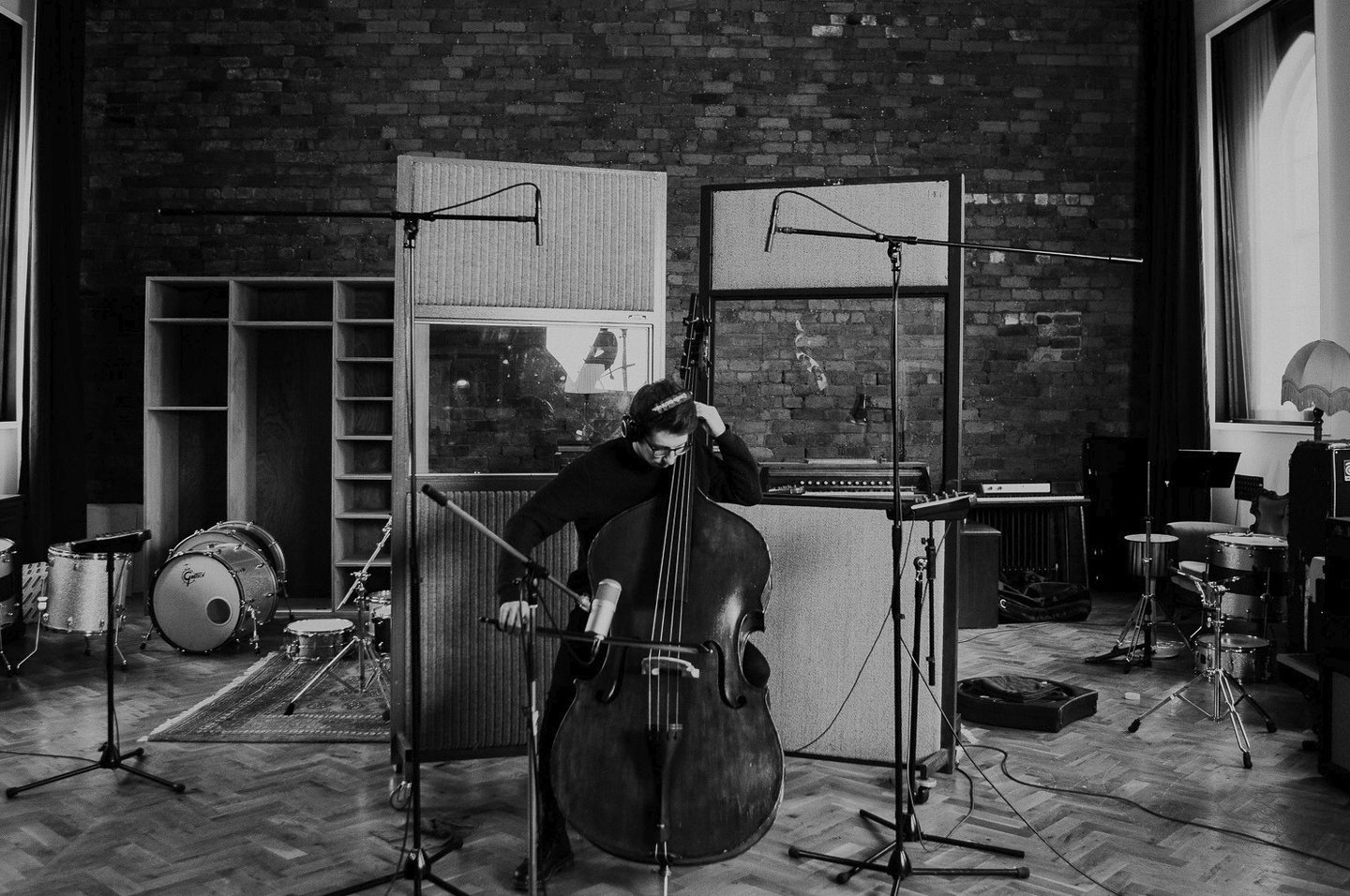 Recording double bass for Bass Untamed by Westwood Instruments at the Nave studio, Leeds.