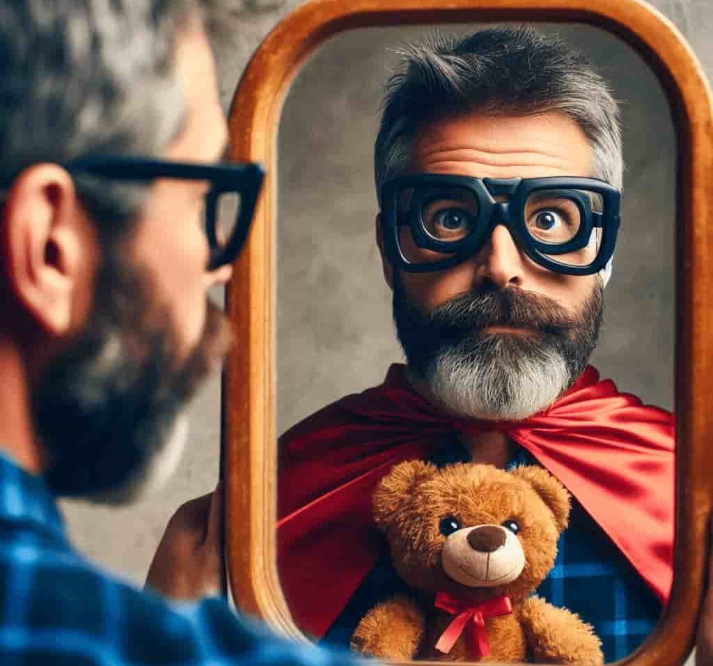 a man with a beard and glasses on his face