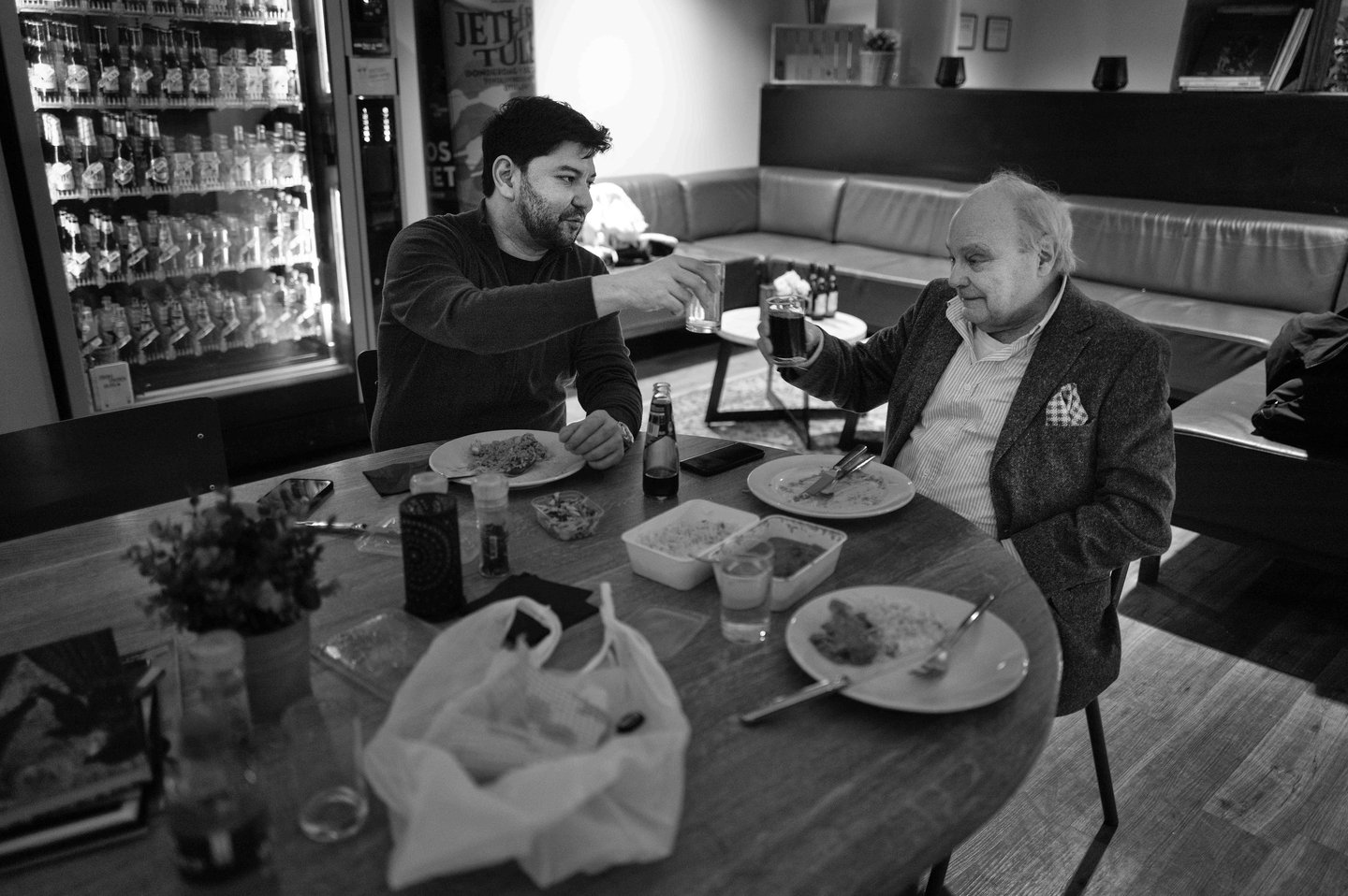 Pianist Bezhod Abduraimov and impresario Marco Riaskoff  backstage in TivoliVredenbrug Utrecht photo by Peter Tra