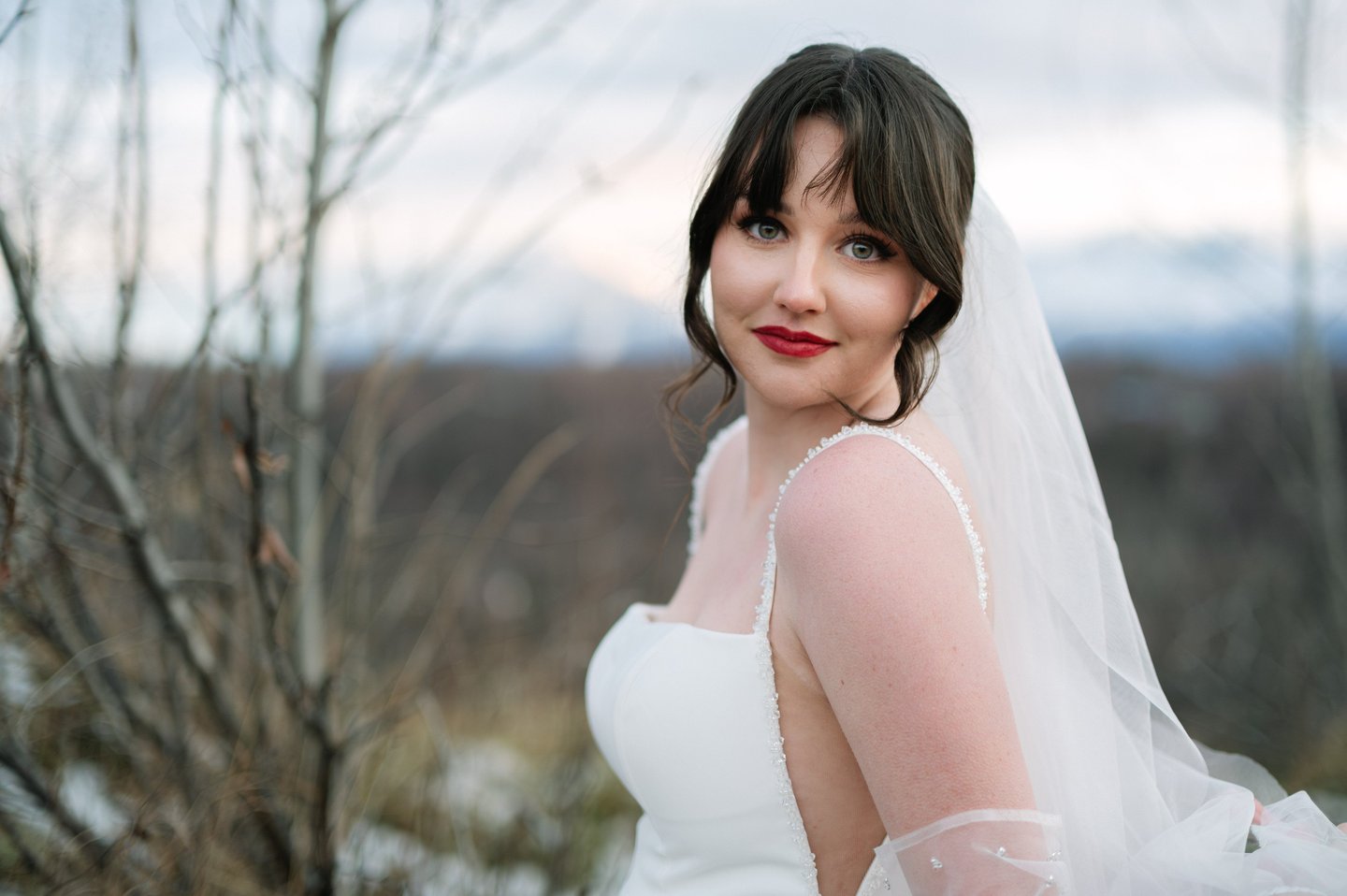 a bride in a white wedding dress and veil
