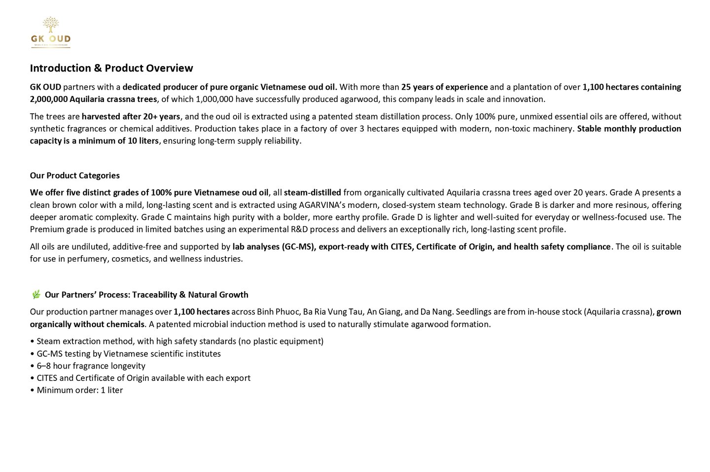 VIETNAMESE OUD CATALOGUE AND PRODUCTS