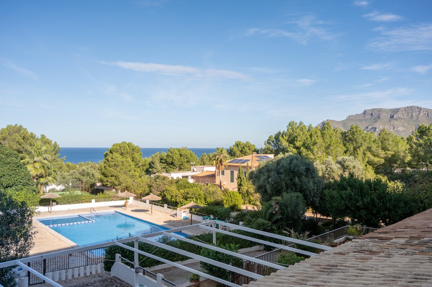 a pool with a view of the ocean