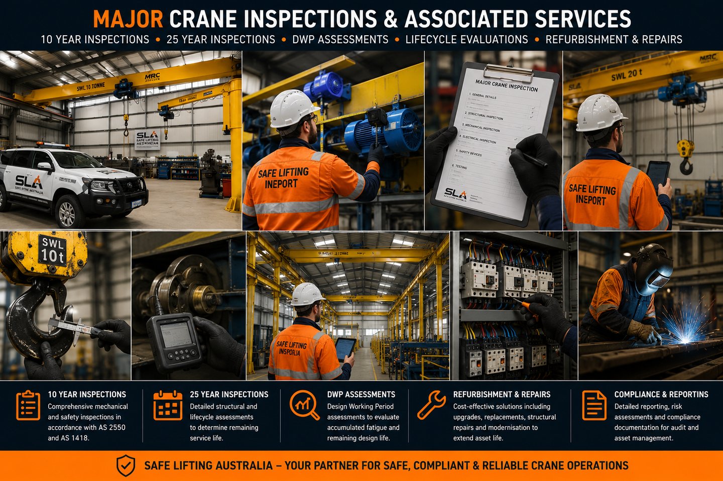 collage picture of major inspection works and description
