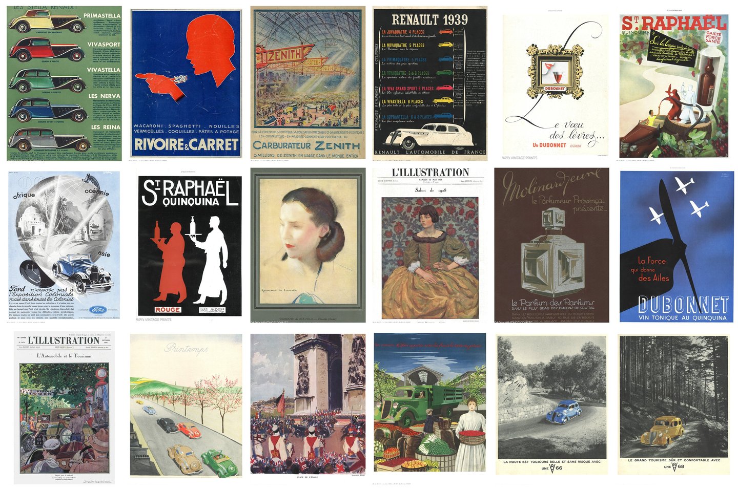 Vintage French Poster Art from 1920s and 1930s in colour