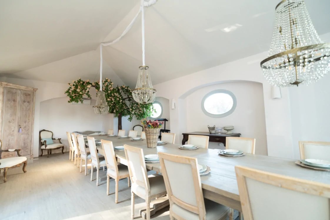 Multi purpose hall with chandelier at Finca Santa Katerina