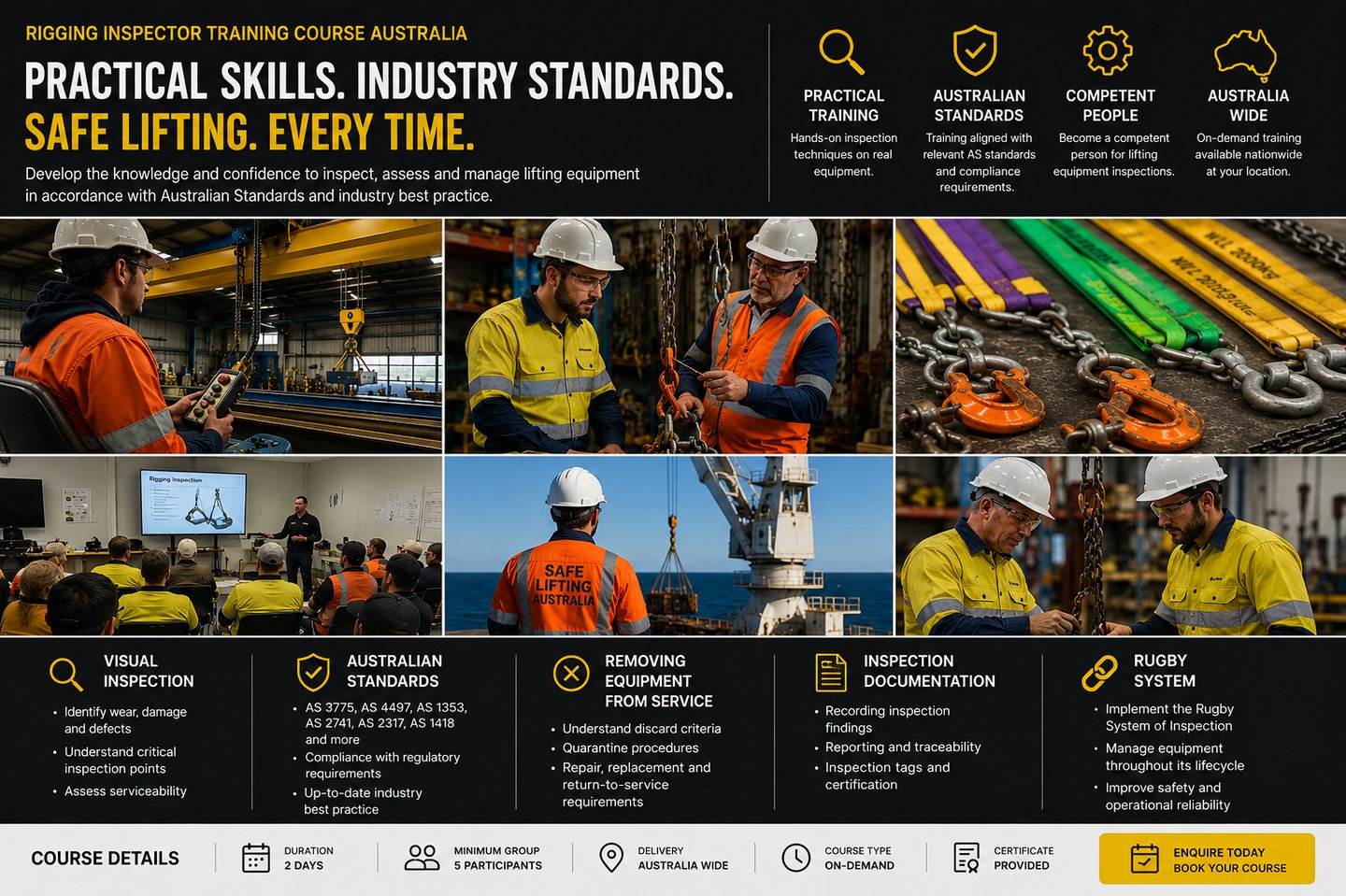rigging inspector training collage of pictures