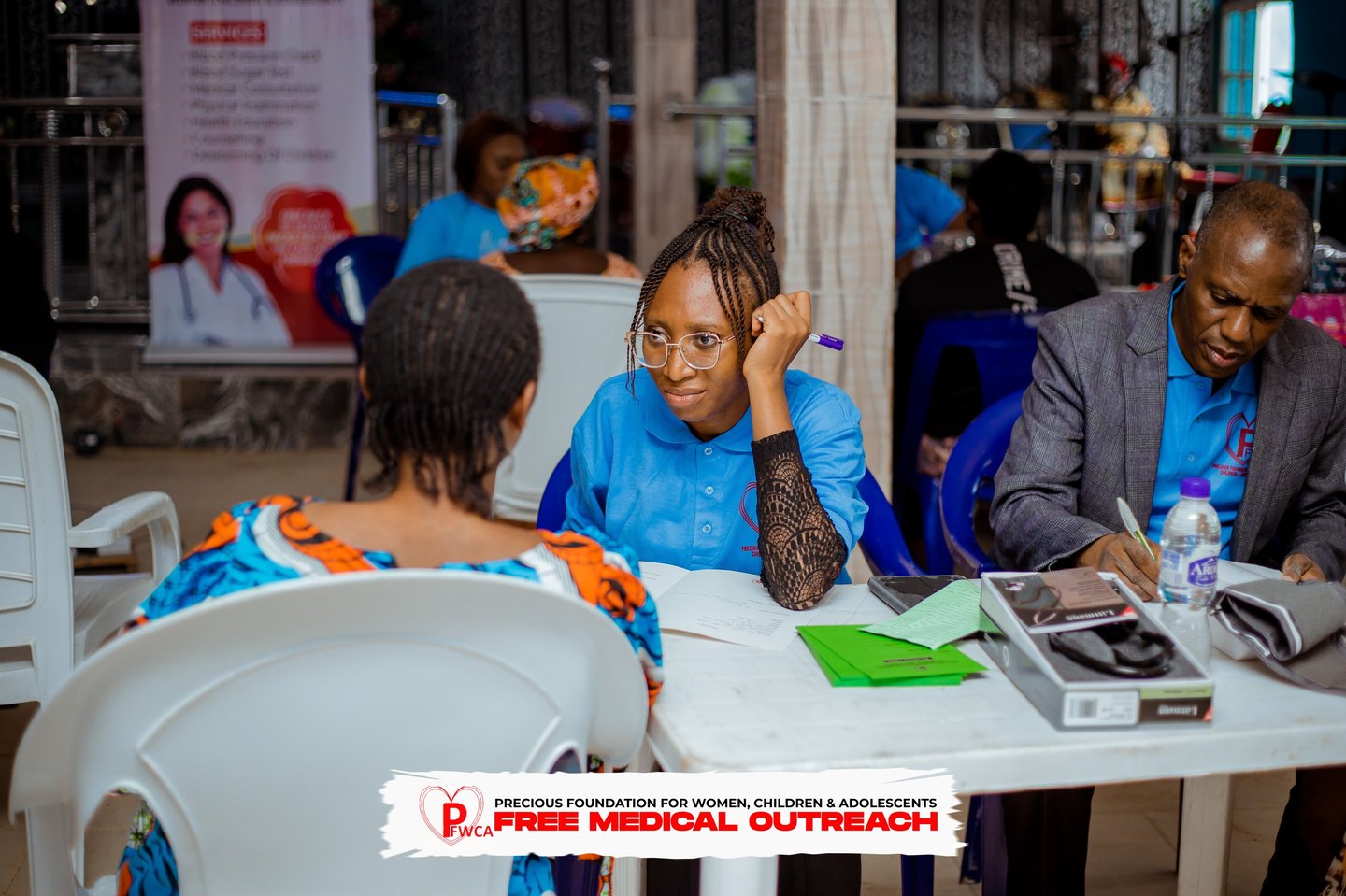 Volunteer Doctor attending to a female participant