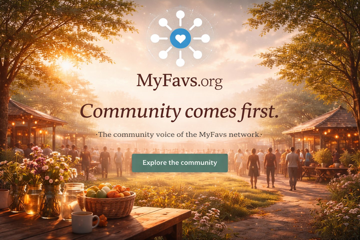 Community members sharing experiences in a welcoming outdoor setting