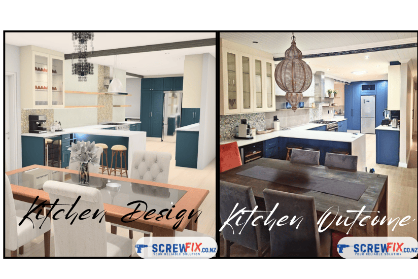 Kitchen design and completed kitchen renovation by Screwfix Kitchenfix Auckland