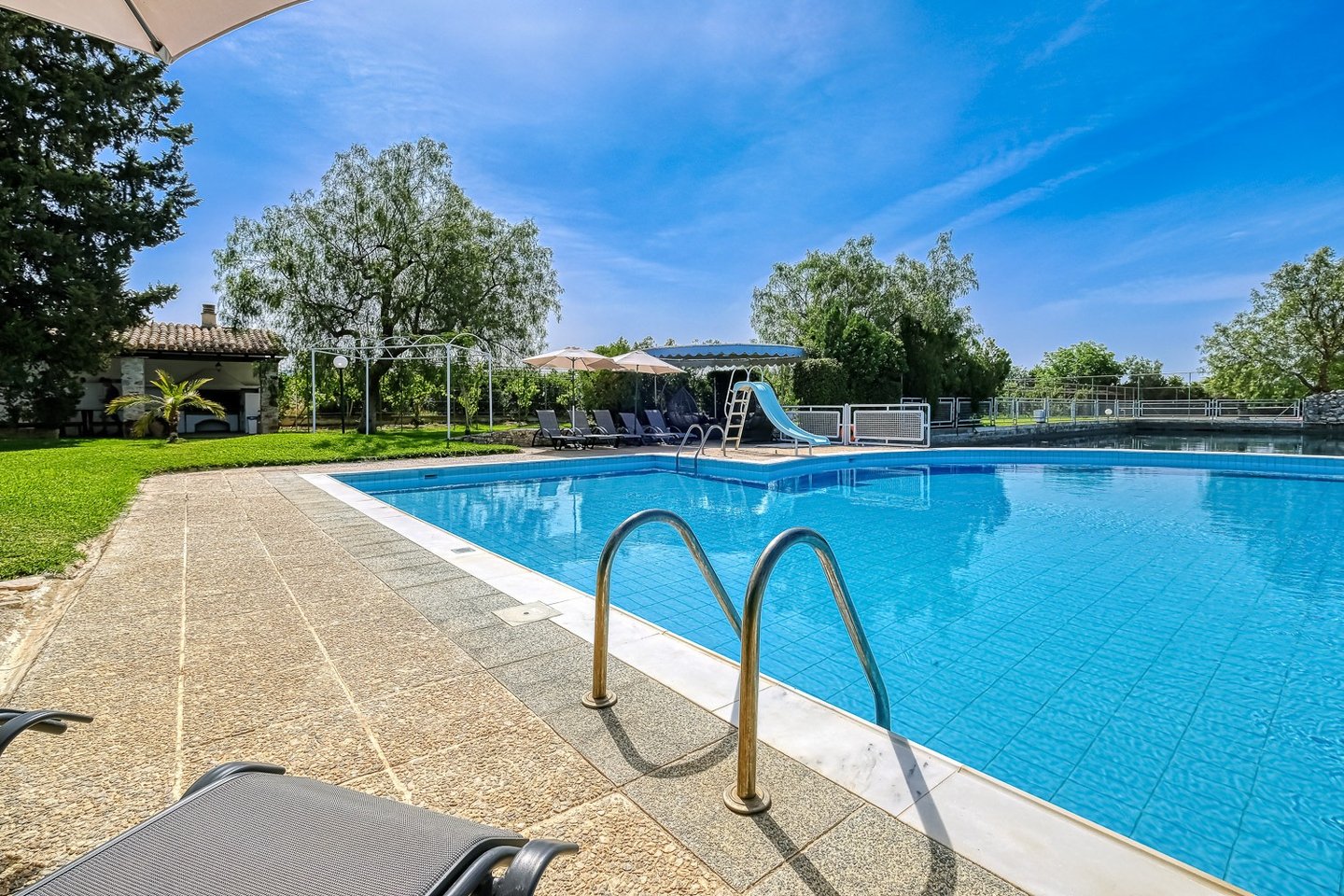 Exterior pool photoshoot of Orange Grove villa in Nafplio