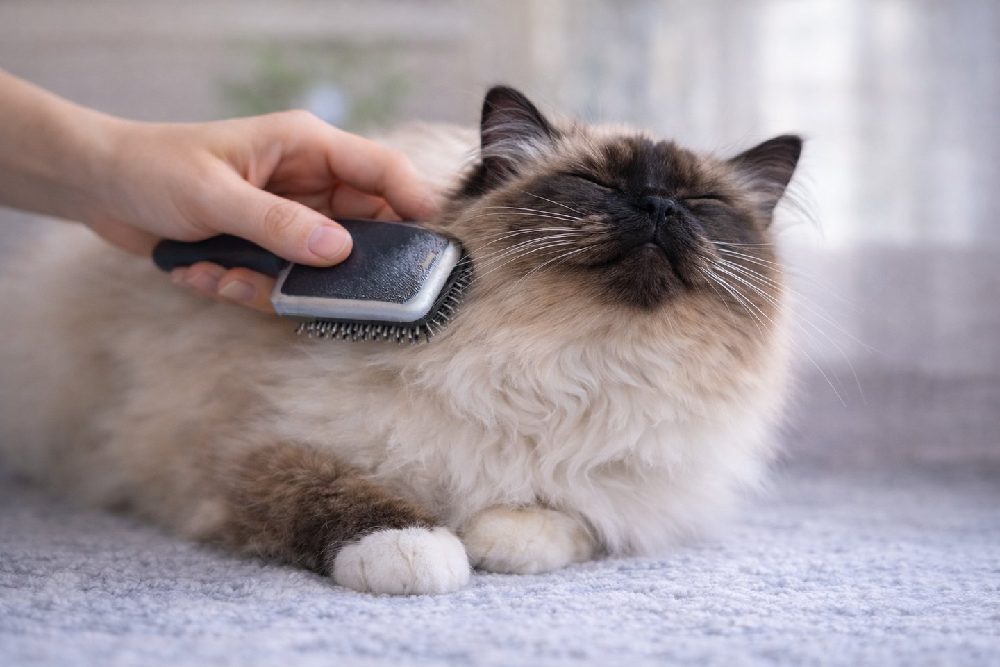 Sacré de Birmanie Seal Point - Brossage