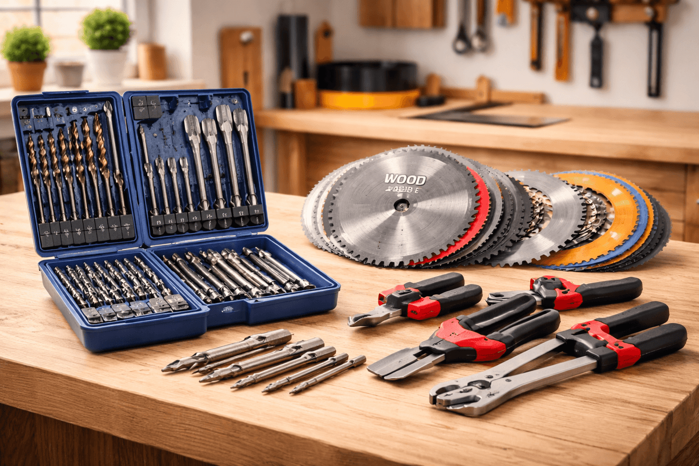 Acessórios para ferramentas: kit de brocas, discos de serra, discos de desbaste, discos de corte,