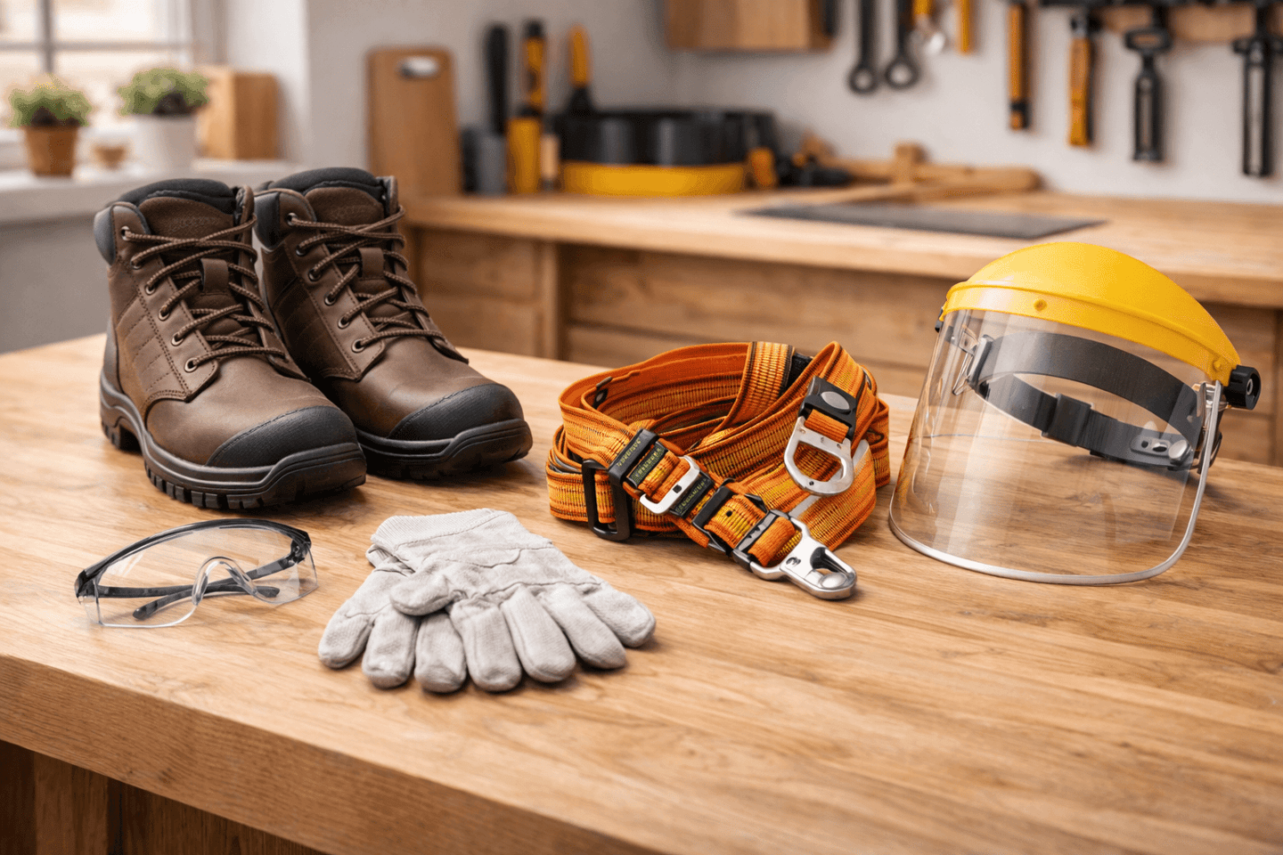 Proteção e segurança: EPI's, óculos, luvas, botinas, botas, protetor facial, cinto de segurança,