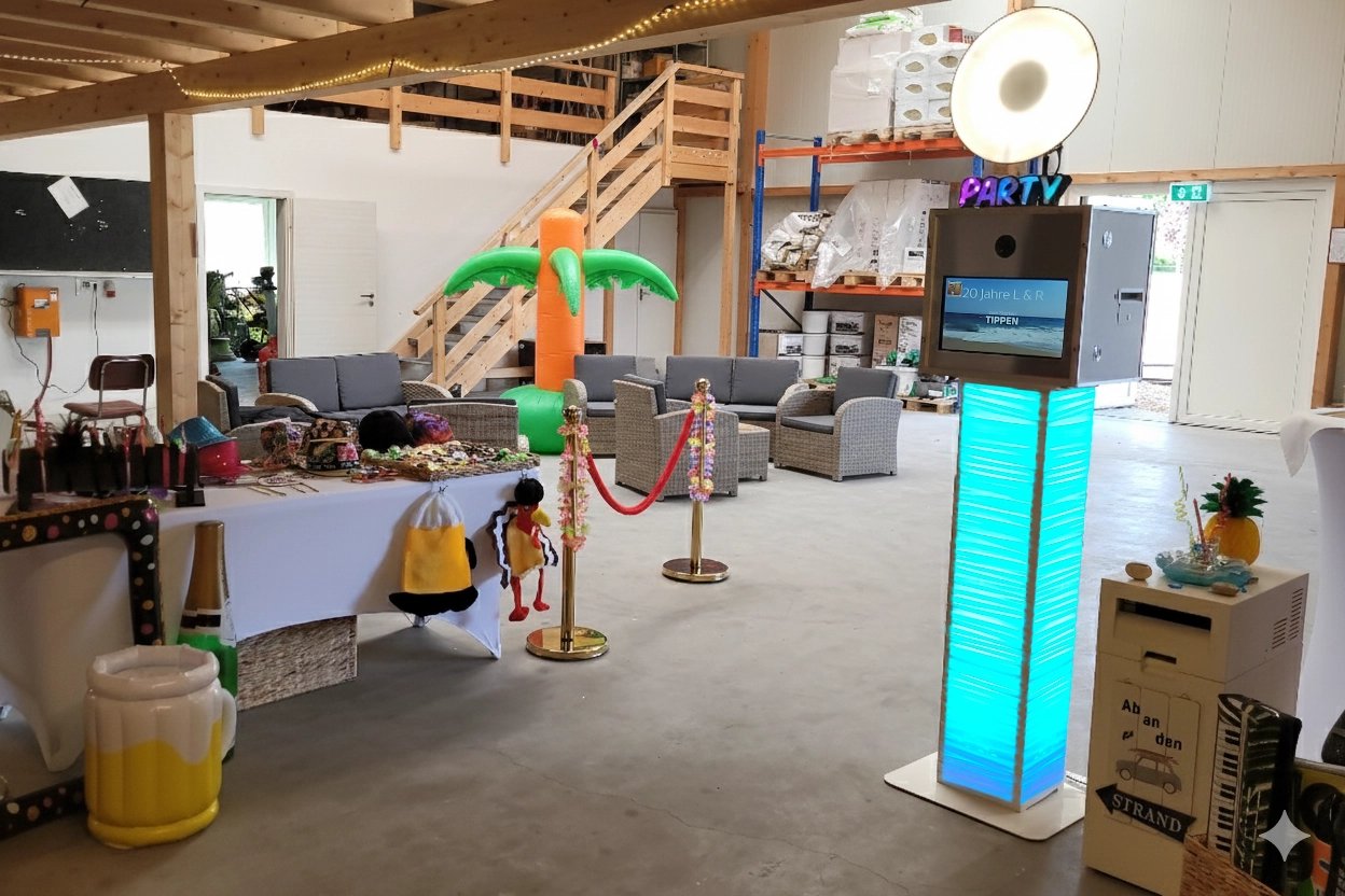 Aufbau der Fotobox bei L & R zum Jubiläum