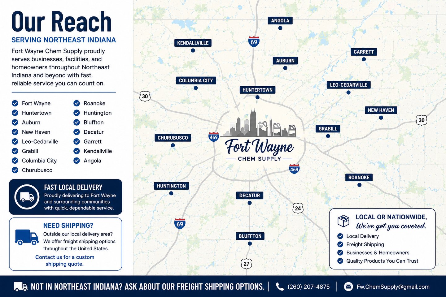 northeast Indiana chemical delivery service area map 