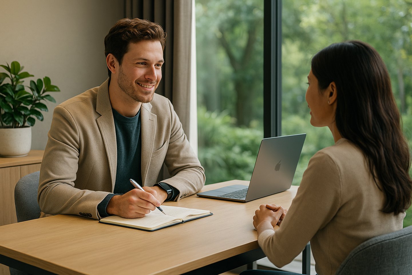 Homen e mulher conversando sobre os temas MetaVitae