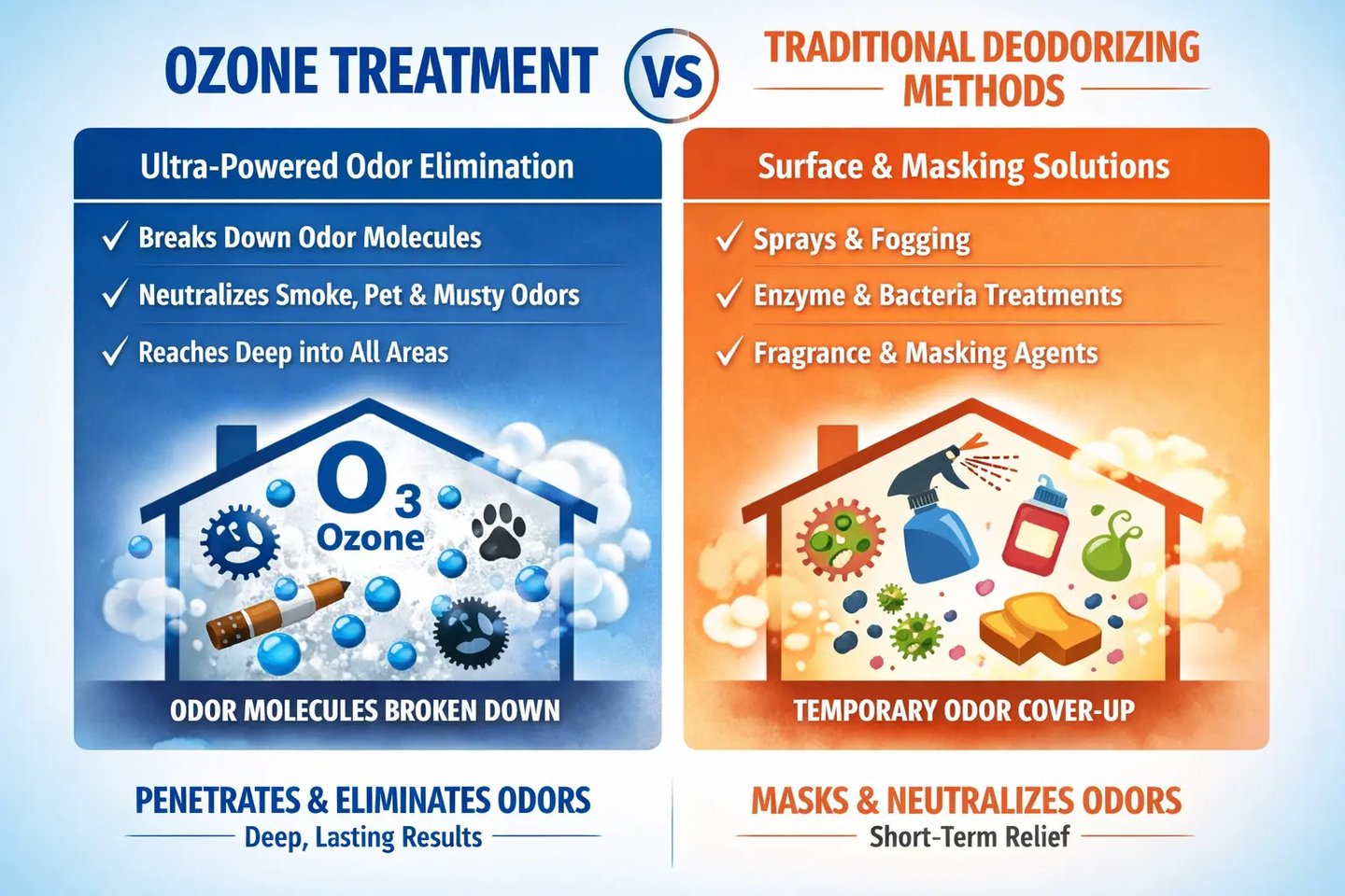 Ozone Treatment VS Deodorizers - Grossbusters