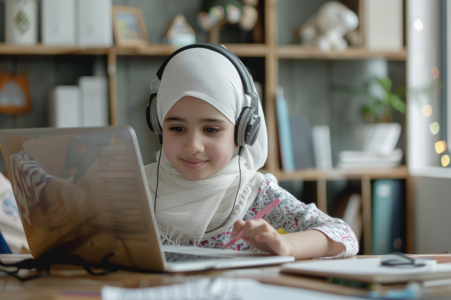 A Child Learning Quran Online
