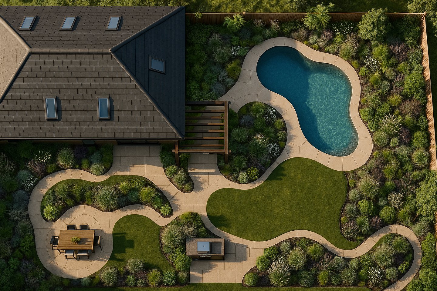 a house with a pool and a large lawn | Nour Nagy Designs