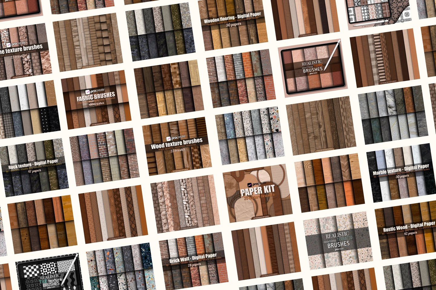 Realistic texture brushes and overlays for Procreate