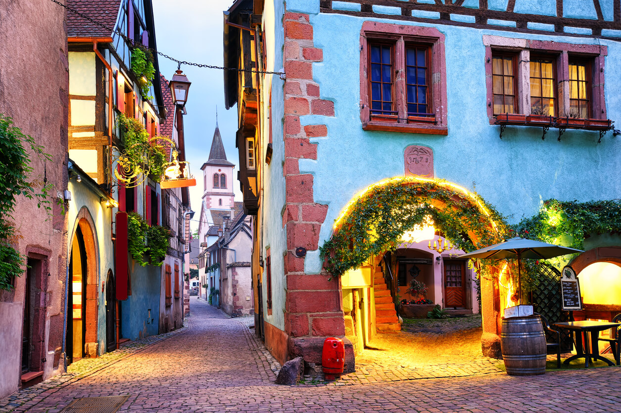 Alsace Village Riquewihr colored houses