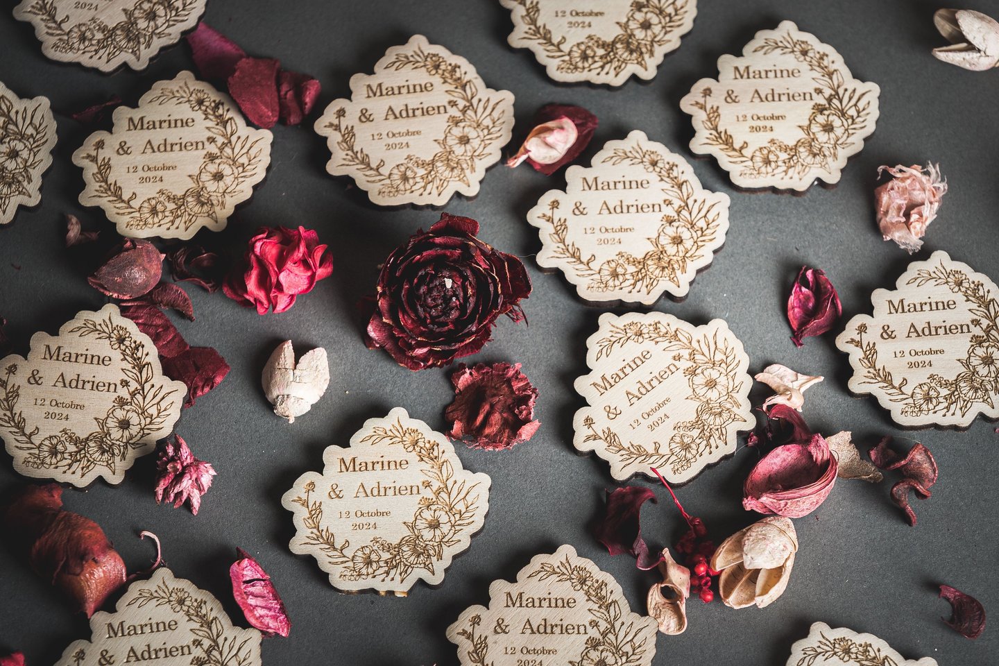 Aimants cadeaux de bienvenue mariage Save the date mariage en bois