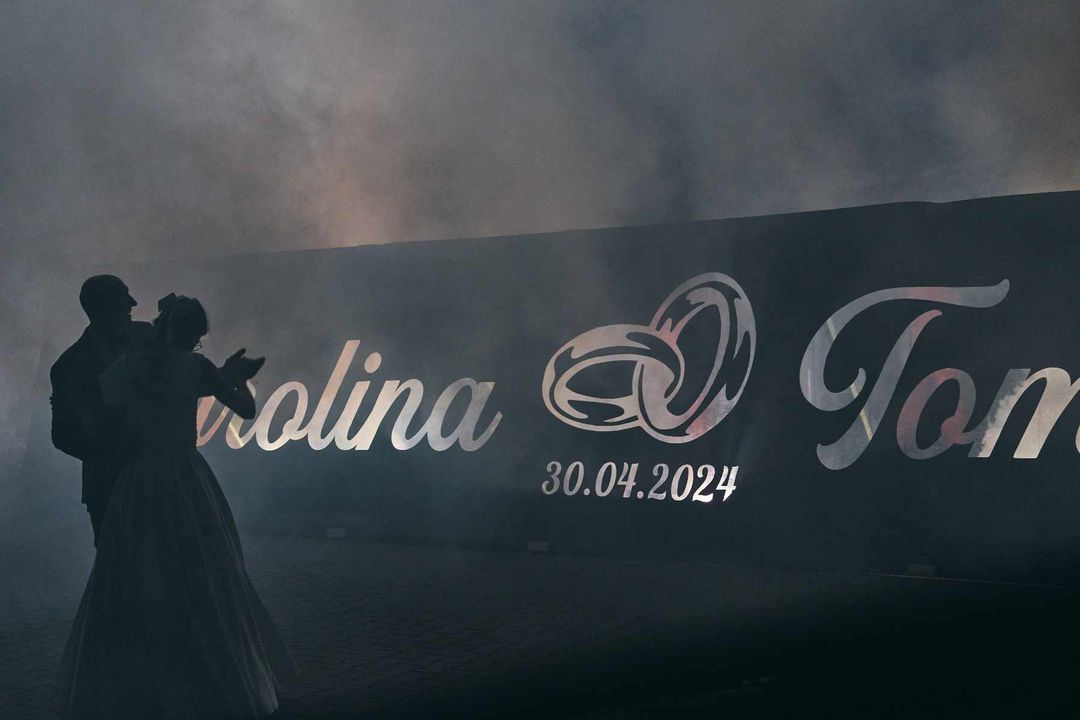 baner weselny z imionami nowożeńców