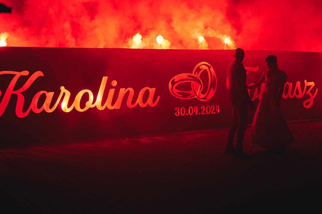 baner weselny z imionami nowożeńców