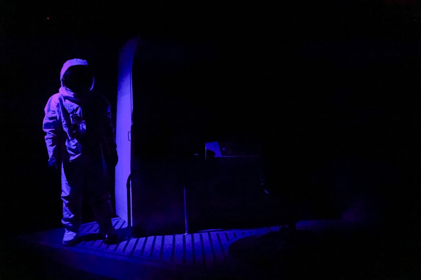 Casey Murphy in Spaceman at Urbanite Theatre (photos by Sorcha Augustine)