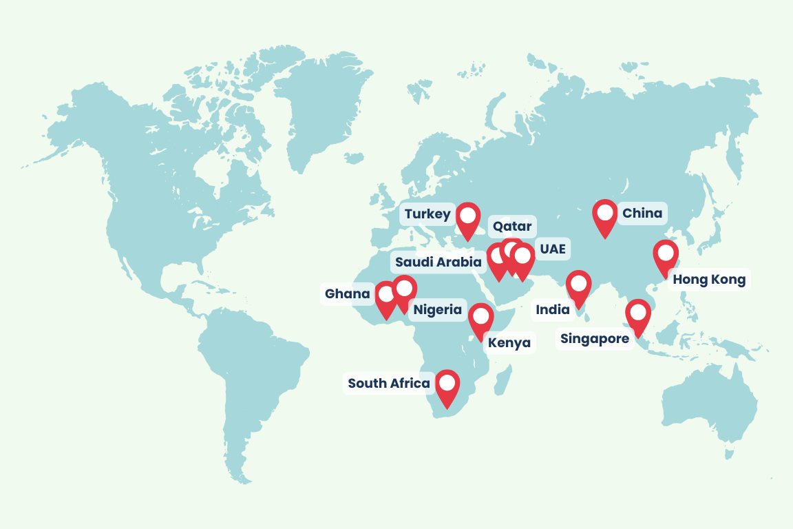 a map of the world with pins and pins on it