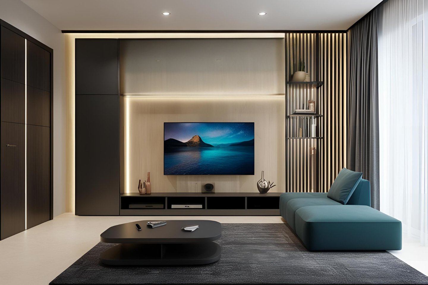 Classy L-shaped TV Showcase