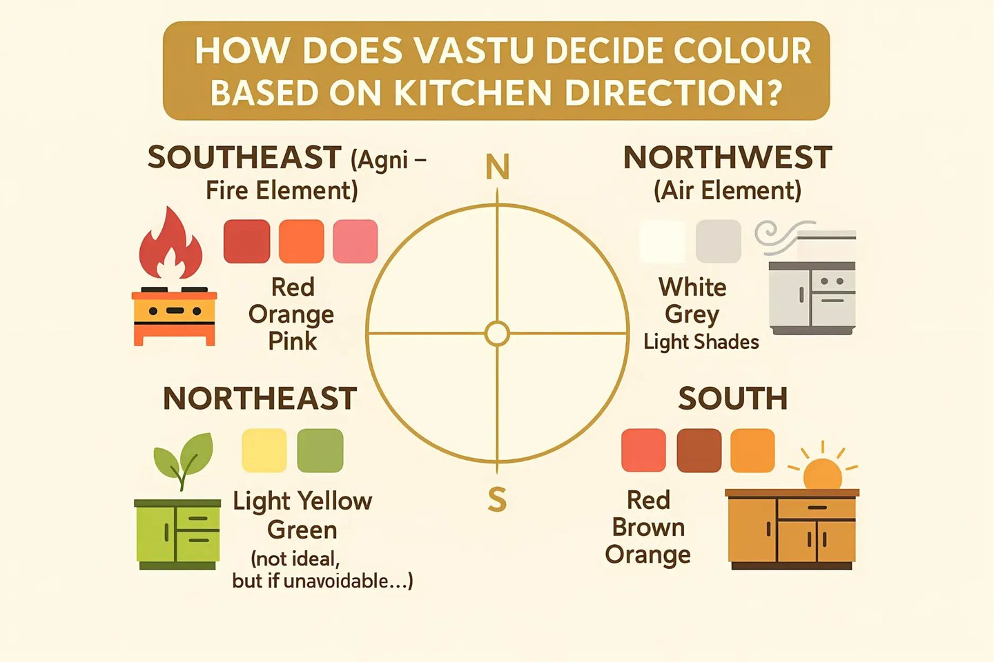 Vastu Decide Colour Based on Kitchen Direction