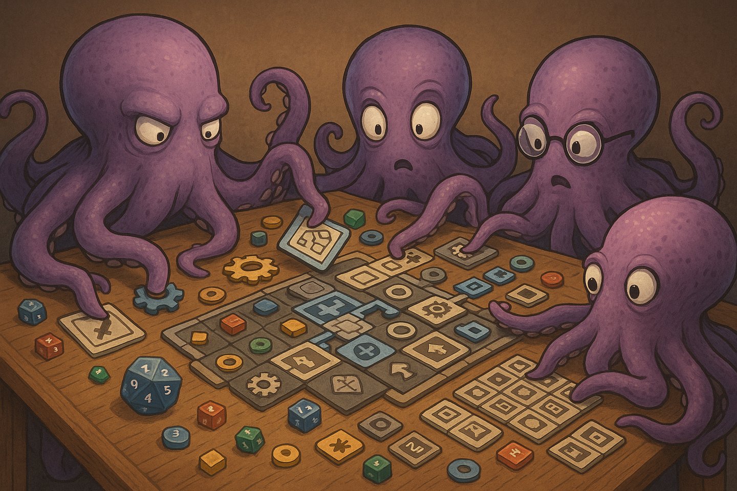 a group of octopuss playing a game of dice and dicers