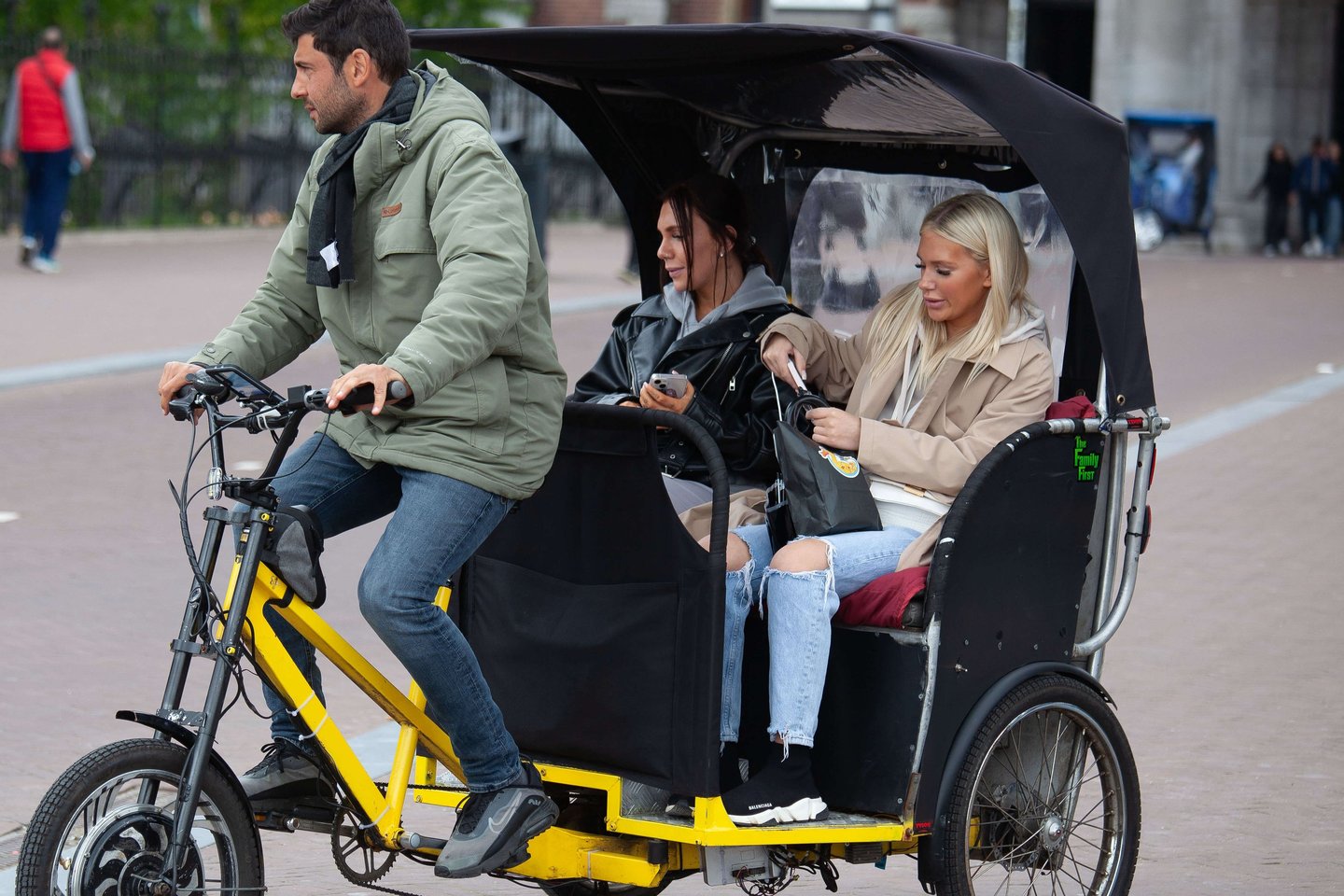 British young ladies on pedicab