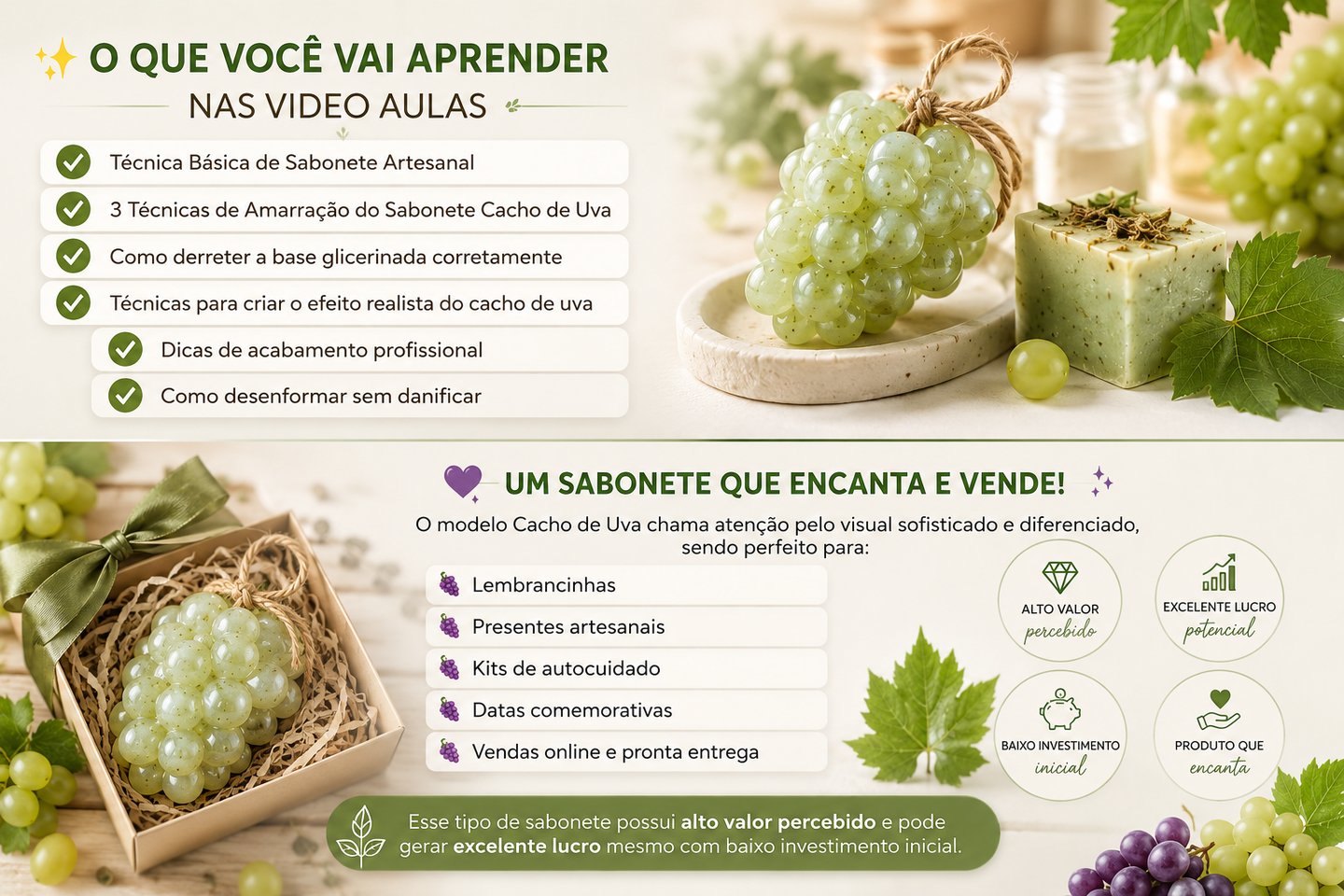 curso sabonete artesanal cacho de uva