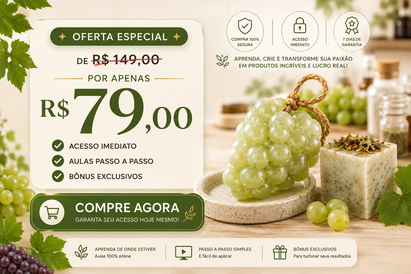 curso sabonete artesanal cacho de uva