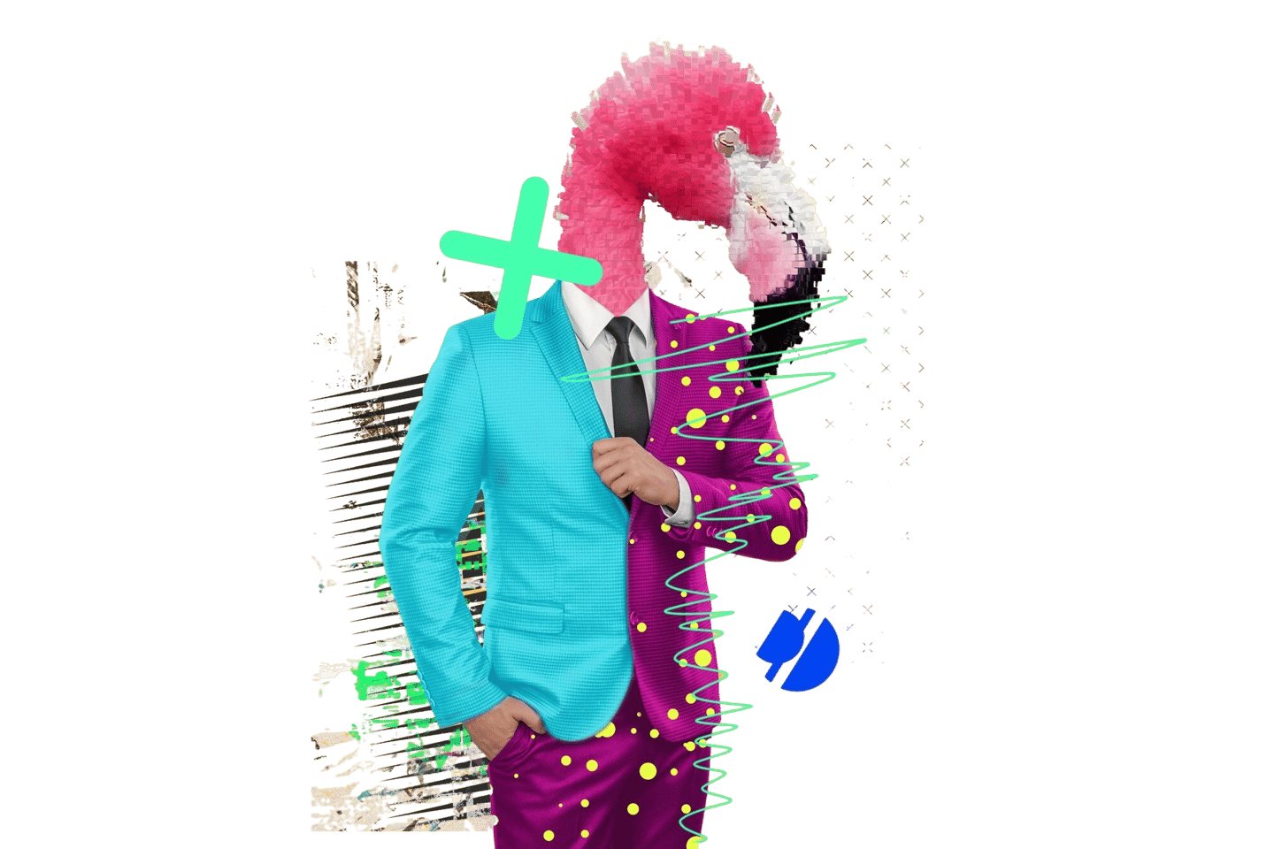 Geschäftsmann und Pelikan in einem - abstrakte grafische Darstellung