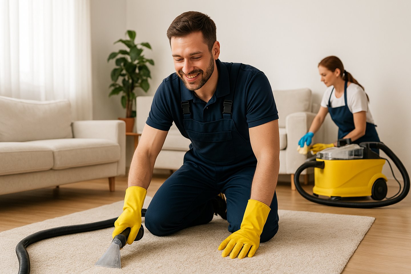 Profesjonalne pranie dywanów w mieszkaniu w Gdańsku – usuwanie zabrudzeń i plam za pomocą odkurzacza piorącego.