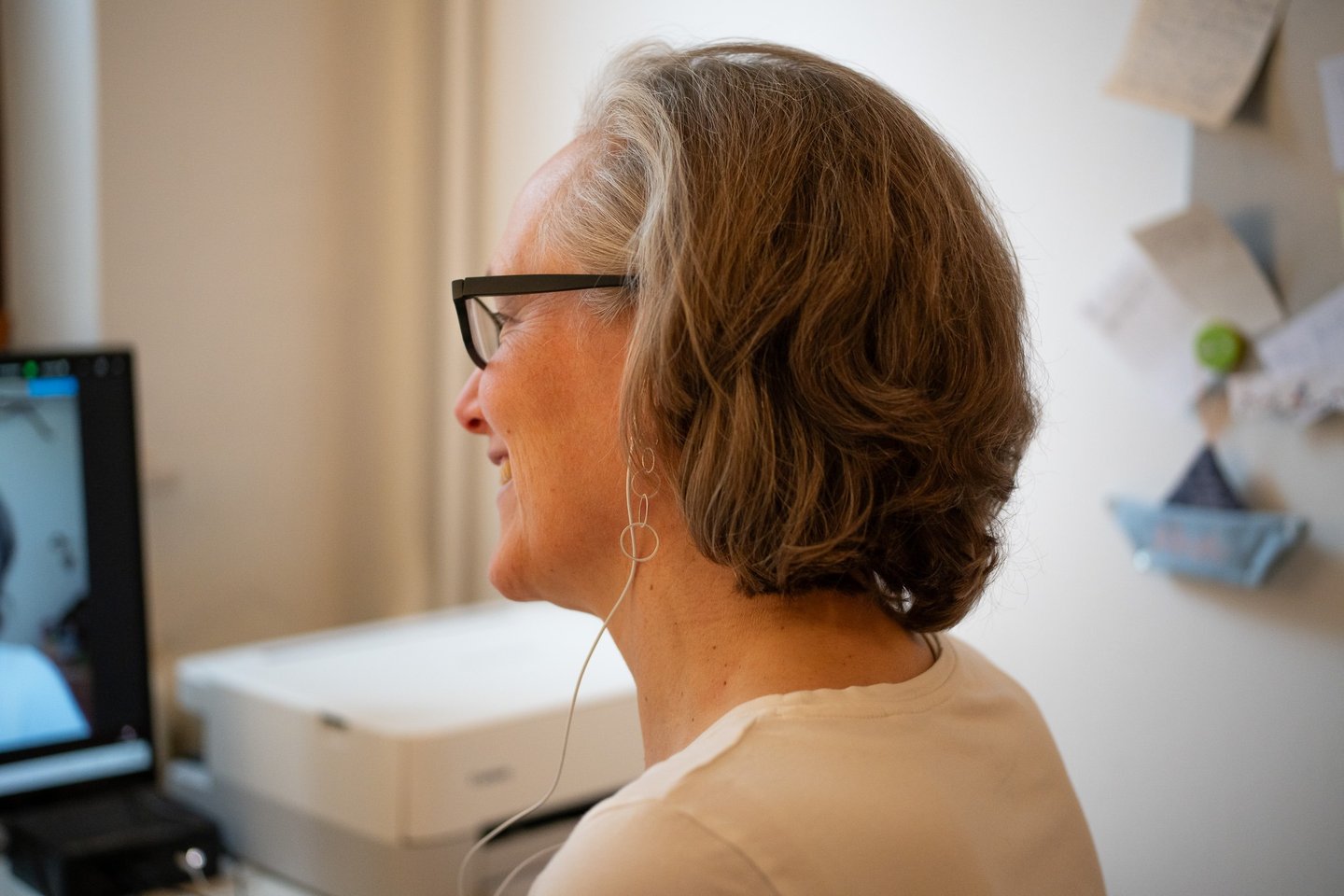 Silke Gesing bei einem online Gespräch