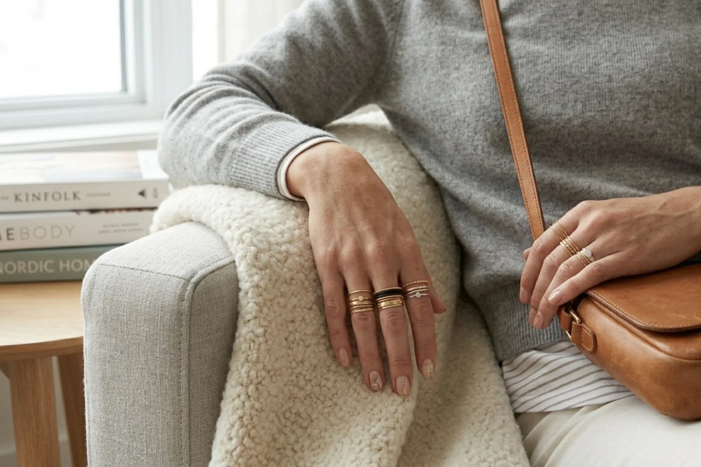 Casual everyday knuckle rings with simple chic and modern jewelry fashion styling